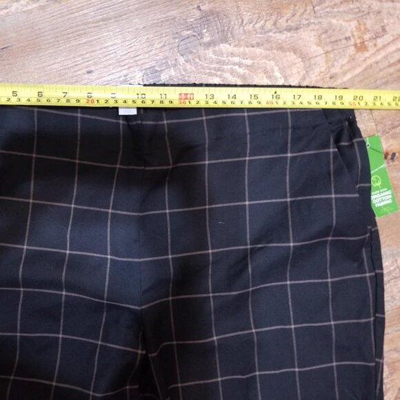 LIZ CLAIBORNE Pants Plaid Black Tan Size 18 Organic Cotton NWTag - Picture 4 of 10